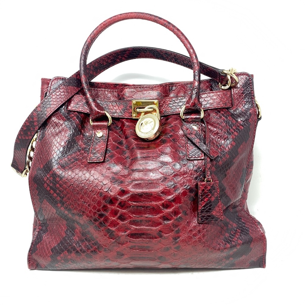 Michael Kors Red Python Embossed Large Hamilton B… - image 3